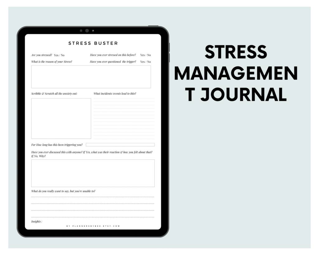 Stress Management Journal – Printable Workbook for Daily Balance