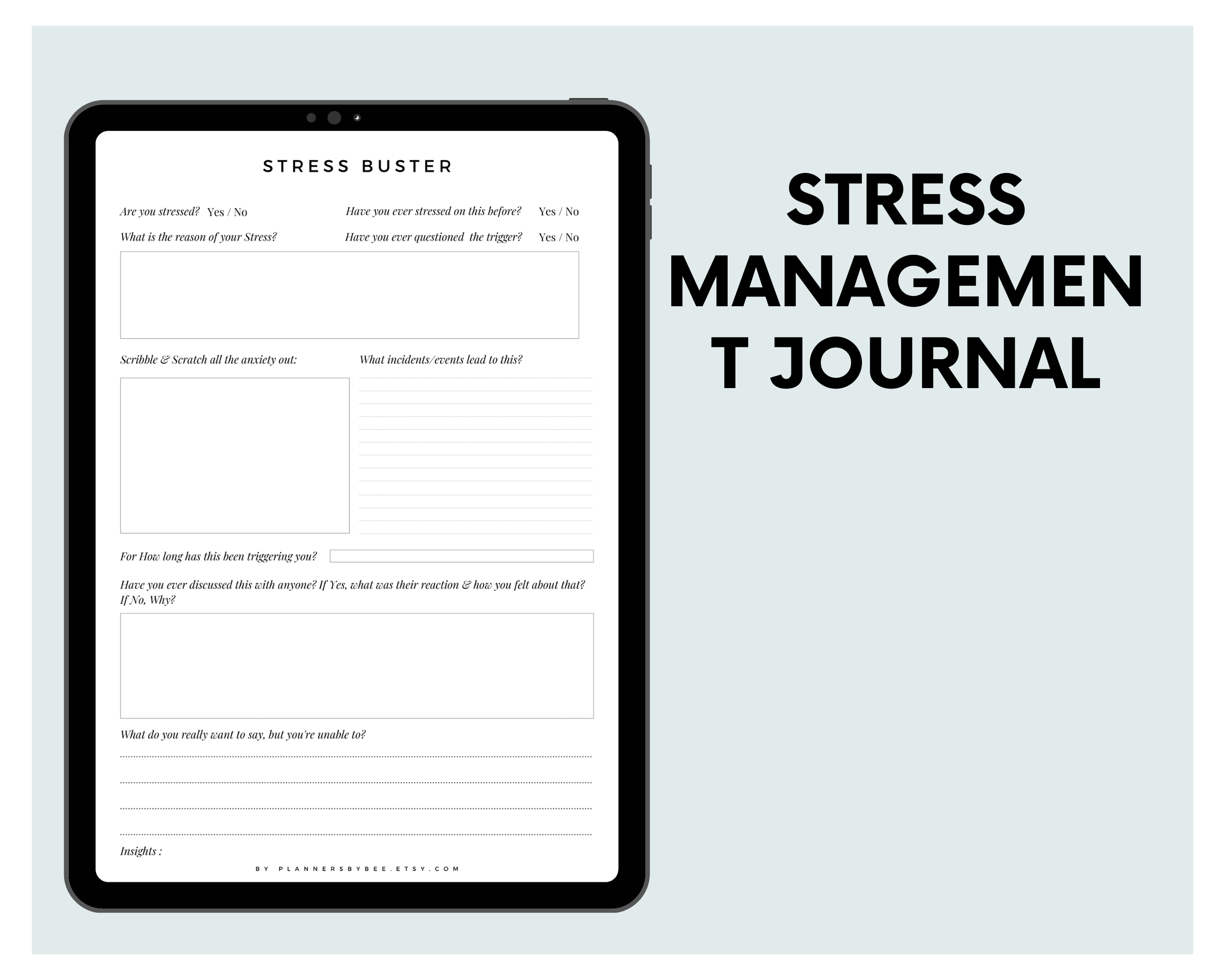 Stress Management Journal – Printable Workbook for Daily Balance
